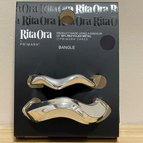 Primark X Rita Ora Collab : 2-Pack Silver Molded Bangles | NWT | Limited Edition - Picture 4 of 4